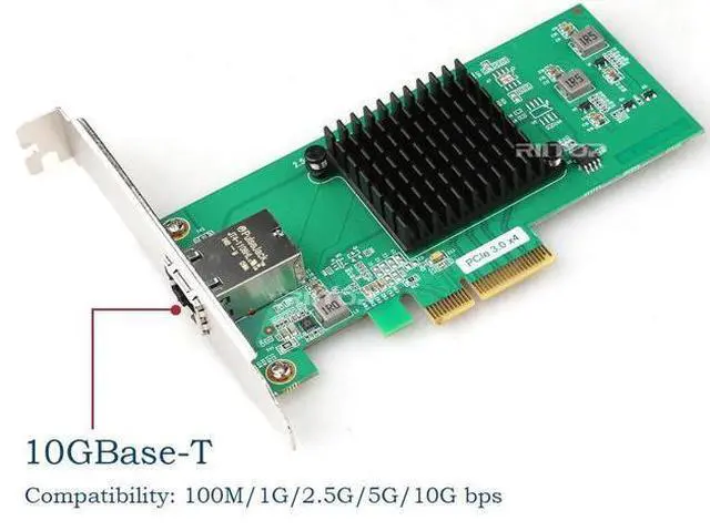 Alt view image 3 of 7 - 10G Ethernet PCIe Network Adapter Lan Card, AQUANTIA AQC107 Chipset 10Gbps LAN Controller, RIITOP 10G/5G/2.5G/1G/100Mbps RJ45 NIC Card,Support PXE for Windows 11 and Linux