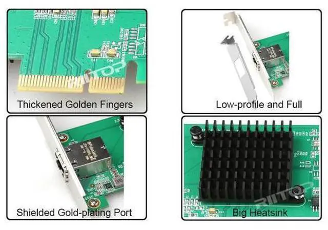 Alt view image 4 of 7 - 10G Ethernet PCIe Network Adapter Lan Card, AQUANTIA AQC107 Chipset 10Gbps LAN Controller, RIITOP 10G/5G/2.5G/1G/100Mbps RJ45 NIC Card,Support PXE for Windows 11 and Linux