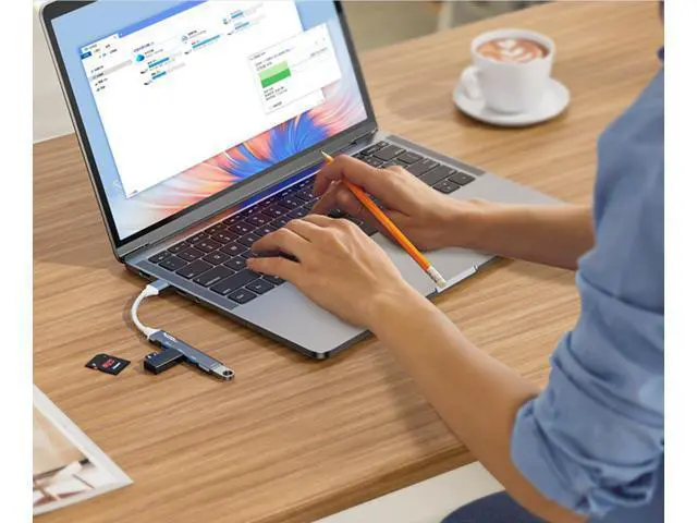 Alt view image 4 of 7 - USB C Hub, 4 Ports USB 3.0X1 USB 2.0X3 Hub Splitter with 5Gbps Data Transfer, USB C Splitter for Type C MacBook, Mac Pro, iMac, Surface, XPS, Flash Drive, Mobile HDD