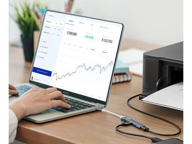 Alt view image 5 of 7 - USB C Hub, 4 Ports USB 3.0X1 USB 2.0X3 Hub Splitter with 5Gbps Data Transfer, USB C Splitter for Type C MacBook, Mac Pro, iMac, Surface, XPS, Flash Drive, Mobile HDD