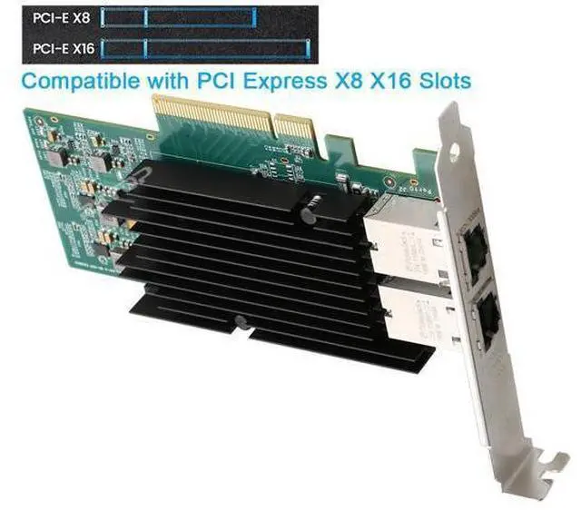Alt view image 2 of 7 - 10Gb Dual LAN Base-T PCI-e Network Card, Intel X540 Controller, RIITOP 10Gbps Ethernet Adapter, 2 * 10Gbe RJ45 Port , Support Windows/Windows Server/Linux/Vmware/ESX