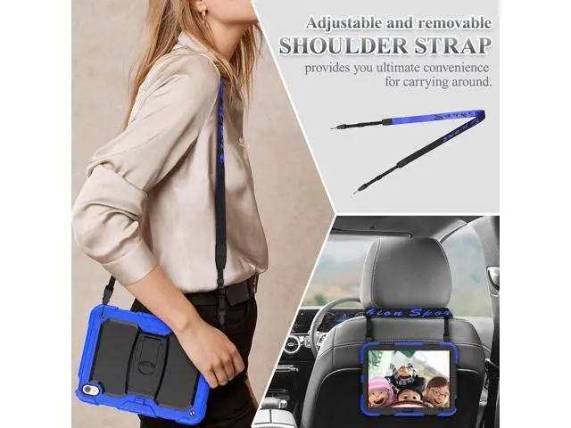 Alt view image 4 of 7 - for Pad 10th Generation Case 10.9'' with Screen Protector Pencil Holder Shoulder Strap & Stand, Drop-Proof Case for Pad 10th Generation 2022 10.9 inch (Blue)
