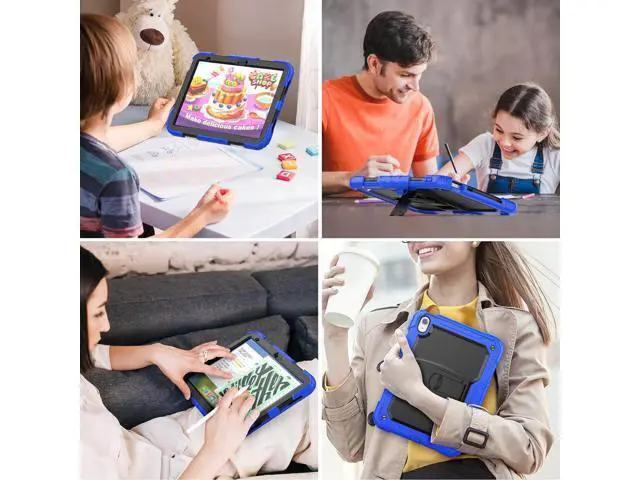 Alt view image 3 of 7 - for Pad 10th Generation Case 10.9'' with Screen Protector Pencil Holder Shoulder Strap & Stand, Drop-Proof Case for Pad 10th Generation 2022 10.9 inch (Blue)