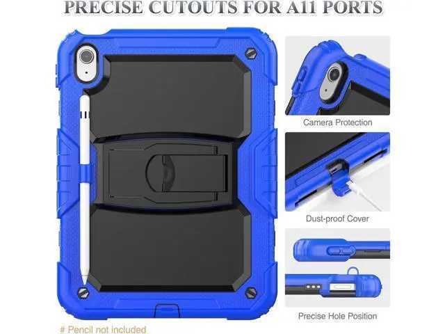 Alt view image 5 of 7 - for Pad 10th Generation Case 10.9'' with Screen Protector Pencil Holder Shoulder Strap & Stand, Drop-Proof Case for Pad 10th Generation 2022 10.9 inch (Blue)