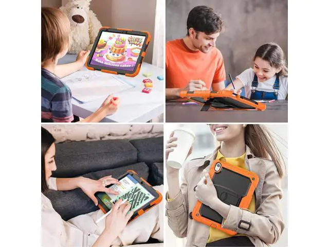 Alt view image 3 of 7 - for Pad 10th Generation Case 10.9'' with Screen Protector Pencil Holder Shoulder Strap & Stand, Drop-Proof Case for Pad 10th Generation 2022 10.9 inch (Orange)