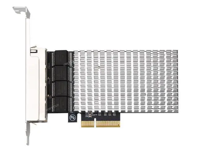 Alt view image 3 of 5 - 2.5Gbps PCI Express x4 Gigabit Ethernet Card with 4 Ports RJ45 LAN Controller, RIITOP PCIe x4 Quad 2.5G Network Adapter Card for Gaming Office, Windows Linux Compatible, 2500/1000/100Mbps