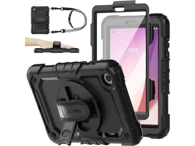 Main image of for Tab M8 (4th Gen) 8 inch Case 2023 (TB-300FU/TB-300XU) with Screen Protector, 360° Rotate Stand&Strap, Pen Holder Drop-Proof Protection Case for Tab M8 4th (Black)