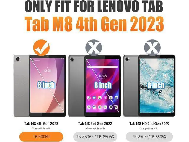Alt view image 2 of 7 - for Tab M8 (4th Gen) 8 inch Case 2023 (TB-300FU/TB-300XU) with Screen Protector, 360° Rotate Stand&Strap, Pen Holder Drop-Proof Protection Case for Tab M8 4th (Black)