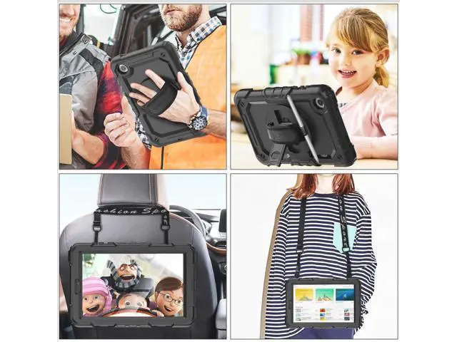 Alt view image 5 of 7 - for Tab M8 (4th Gen) 8 inch Case 2023 (TB-300FU/TB-300XU) with Screen Protector, 360° Rotate Stand&Strap, Pen Holder Drop-Proof Protection Case for Tab M8 4th (Black)