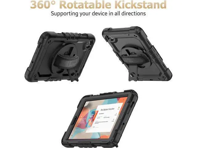 Alt view image 4 of 7 - for Tab M8 (4th Gen) 8 inch Case 2023 (TB-300FU/TB-300XU) with Screen Protector, 360° Rotate Stand&Strap, Pen Holder Drop-Proof Protection Case for Tab M8 4th (Black)