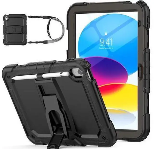 Main image of for Pad 10th Generation Case 10.9'' with Screen Protector Pencil Holder Shoulder Strap & Stand, Drop-Proof Case for Pad 10th Generation 2022 10.9 inch (Black)