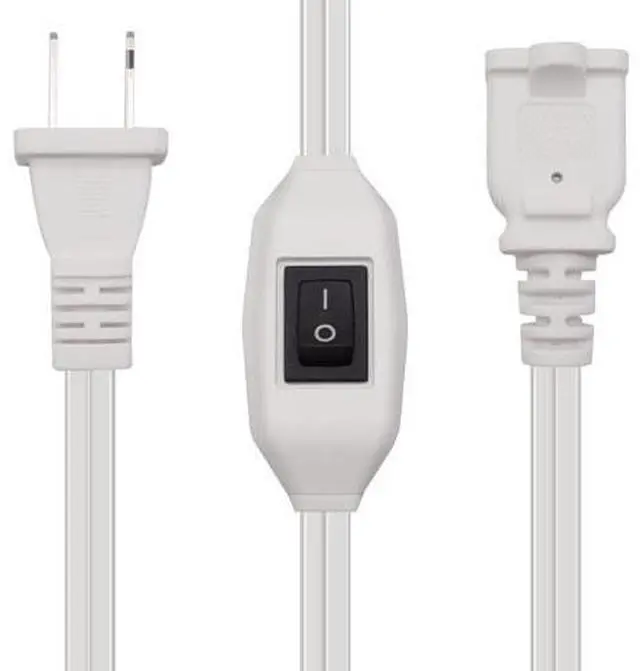 Main image of Short 2 Prong Extension Cord, US AC 2-Prong Male to Female Power Cable 12A/125V,Nema 1-15P to 1-15R Outlet Extension Cable(White with Switch)