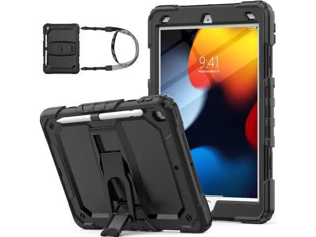 Main image of for Pad 9th/8th/7th Generation Case 10.2'' with Screen Protector Pencil Holder Shoulder Strap & Stand, Drop-Proof Case for Pad 9th/8th/7th Generation 2021/2020/2019 10.2 inch (Black)
