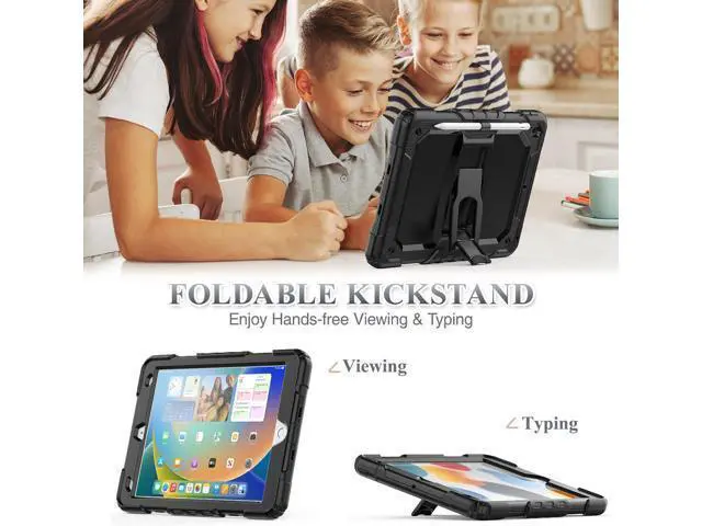 Alt view image 2 of 7 - for Pad 9th/8th/7th Generation Case 10.2'' with Screen Protector Pencil Holder Shoulder Strap & Stand, Drop-Proof Case for Pad 9th/8th/7th Generation 2021/2020/2019 10.2 inch (Black)