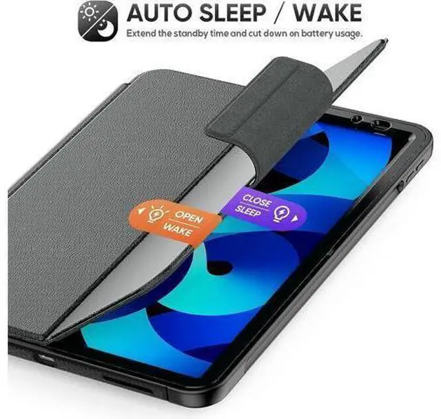 Alt view image 3 of 7 - HCSOWD iPad Air 5th/4th Generation Case 10.9 Inch, Magnetic Folio Stand, Auto Sleep/Wake Smart Protective Cover for iPad Air 5/ Air 4 with Pen Holder and Card Slot, Black