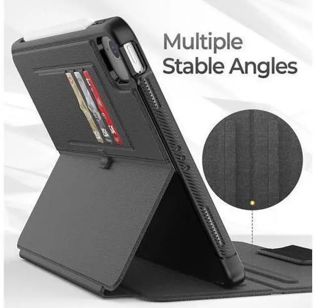 Alt view image 5 of 7 - HCSOWD iPad Air 5th/4th Generation Case 10.9 Inch, Magnetic Folio Stand, Auto Sleep/Wake Smart Protective Cover for iPad Air 5/ Air 4 with Pen Holder and Card Slot, Black