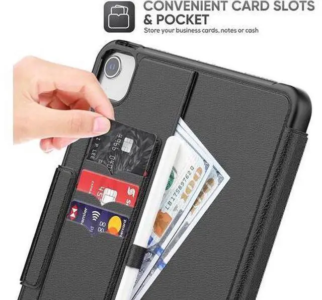 Alt view image 7 of 7 - HCSOWD iPad Air 5th/4th Generation Case 10.9 Inch, Magnetic Folio Stand, Auto Sleep/Wake Smart Protective Cover for iPad Air 5/ Air 4 with Pen Holder and Card Slot, Black