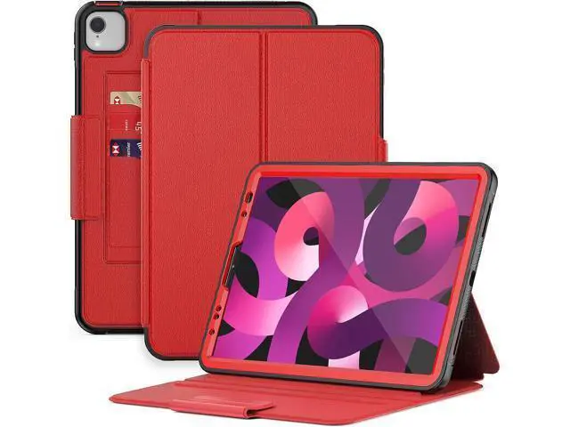 Main image of HCSOWD iPad Air 5th/4th Generation Case 10.9 Inch, Magnetic Folio Stand, Auto Sleep/Wake Smart Protective Cover for iPad Air 5/ Air 4 with Pen Holder and Card Slot, Red