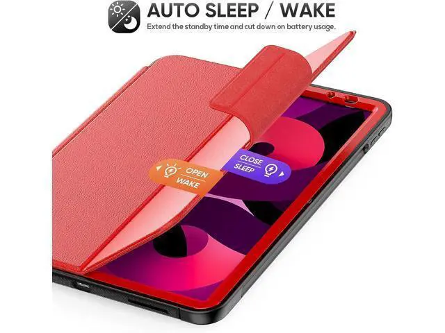 Alt view image 3 of 7 - HCSOWD iPad Air 5th/4th Generation Case 10.9 Inch, Magnetic Folio Stand, Auto Sleep/Wake Smart Protective Cover for iPad Air 5/ Air 4 with Pen Holder and Card Slot, Red