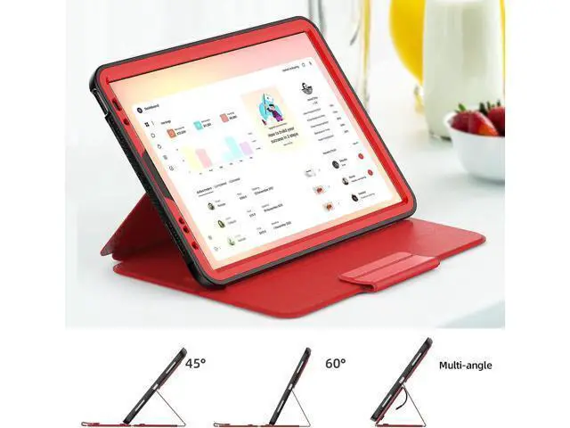 Alt view image 4 of 7 - HCSOWD iPad Air 5th/4th Generation Case 10.9 Inch, Magnetic Folio Stand, Auto Sleep/Wake Smart Protective Cover for iPad Air 5/ Air 4 with Pen Holder and Card Slot, Red