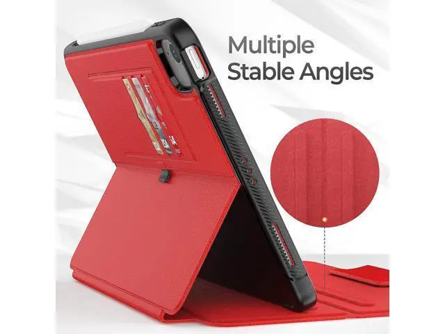 Alt view image 5 of 7 - HCSOWD iPad Air 5th/4th Generation Case 10.9 Inch, Magnetic Folio Stand, Auto Sleep/Wake Smart Protective Cover for iPad Air 5/ Air 4 with Pen Holder and Card Slot, Red