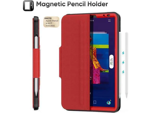 Alt view image 6 of 7 - HCSOWD iPad Air 5th/4th Generation Case 10.9 Inch, Magnetic Folio Stand, Auto Sleep/Wake Smart Protective Cover for iPad Air 5/ Air 4 with Pen Holder and Card Slot, Red