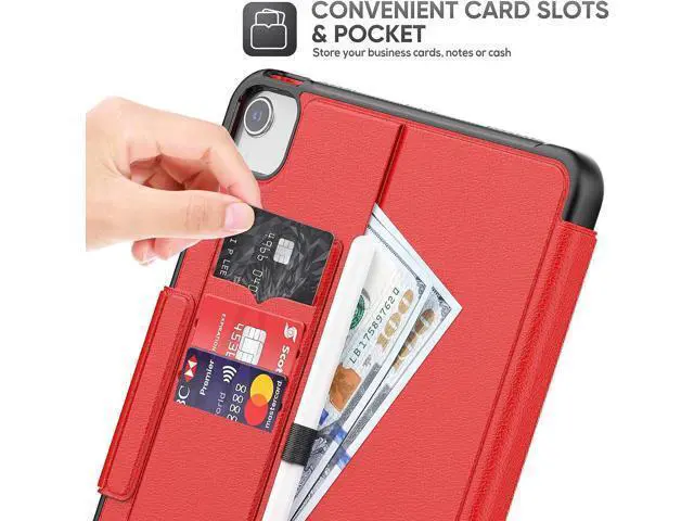 Alt view image 7 of 7 - HCSOWD iPad Air 5th/4th Generation Case 10.9 Inch, Magnetic Folio Stand, Auto Sleep/Wake Smart Protective Cover for iPad Air 5/ Air 4 with Pen Holder and Card Slot, Red