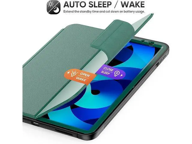 Alt view image 3 of 7 - HCSOWD iPad Air 5th/4th Generation Case 10.9 Inch, Magnetic Folio Stand, Auto Sleep/Wake Smart Protective Cover for iPad Air 5/ Air 4 with Pen Holder and Card Slot, Green