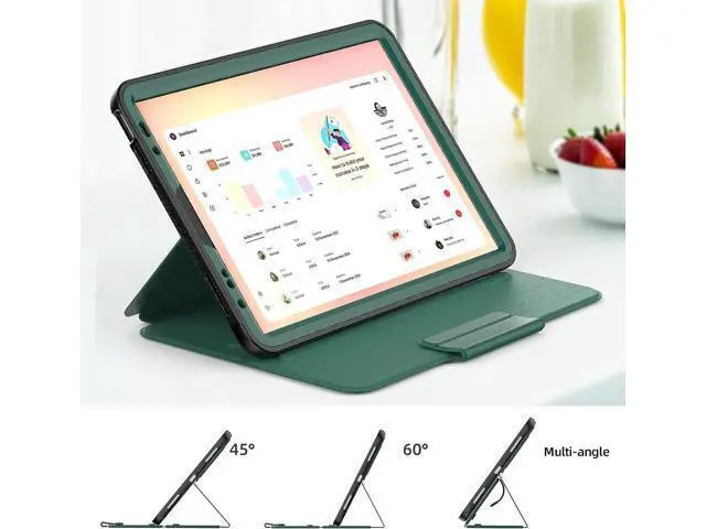 Alt view image 4 of 7 - HCSOWD iPad Air 5th/4th Generation Case 10.9 Inch, Magnetic Folio Stand, Auto Sleep/Wake Smart Protective Cover for iPad Air 5/ Air 4 with Pen Holder and Card Slot, Green