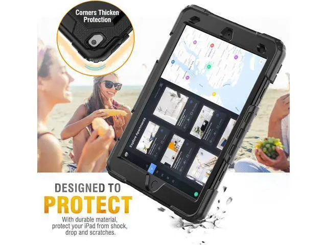 Alt view image 2 of 7 - Silicone Case for iPad 9th/ 8th/ 7th Generation, with Screen Protector/Pencil Holder/Built- in Stand, Protective Case for iPad 10.2 inch 2021/2020/2019 (Black)