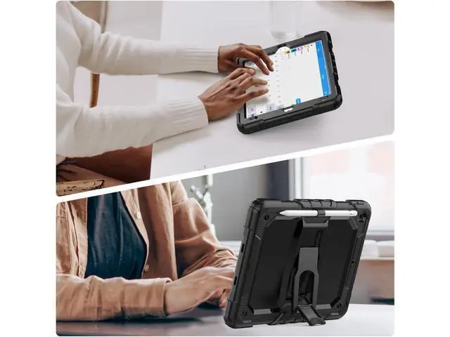 Alt view image 3 of 7 - Silicone Case for iPad 9th/ 8th/ 7th Generation, with Screen Protector/Pencil Holder/Built- in Stand, Protective Case for iPad 10.2 inch 2021/2020/2019 (Black)