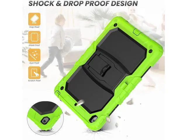 Alt view image 2 of 7 - Silicone Case for iPad 9th/ 8th/ 7th Generation, with Screen Protector/Pencil Holder/Built- in Stand, Protective Case for iPad 10.2 inch 2021/2020/2019 (Green)