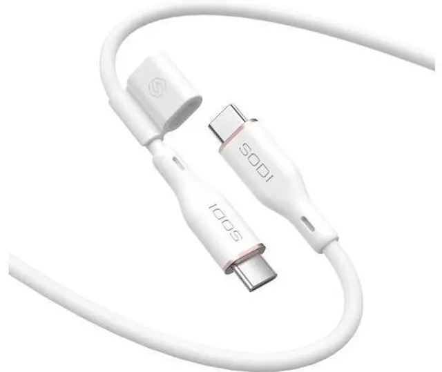 Main image of Silicone USB C Cable,100W USB C to USB C Flow Cable, USB 2.0, 6FT Type C Charger Cable for iPhone 16/15/14/13/12 Series, MacBook Pro 2020, S23/S22, White
