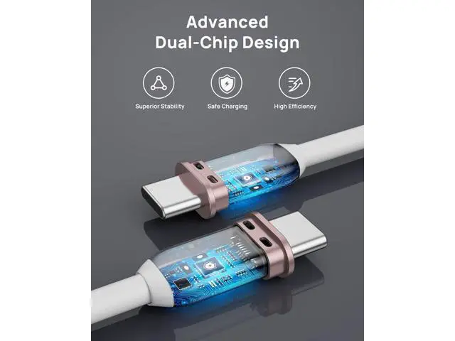 Alt view image 4 of 7 - Silicone USB C Cable,100W USB C to USB C Flow Cable, USB 2.0, 6FT Type C Charger Cable for iPhone 16/15/14/13/12 Series, MacBook Pro 2020, S23/S22, White