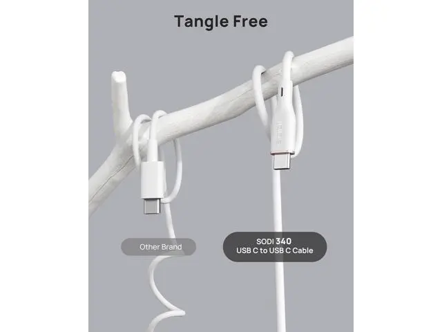 Alt view image 6 of 7 - Silicone USB C Cable,100W USB C to USB C Flow Cable, USB 2.0, 6FT Type C Charger Cable for iPhone 16/15/14/13/12 Series, MacBook Pro 2020, S23/S22, White