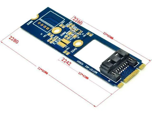 Alt view image 2 of 6 - M.2 to SATA 7Pin Adapter Card M.2 Key B-M to SATA3.0 Converter Board for M2 NGFF 2242 2260 2280 SDD