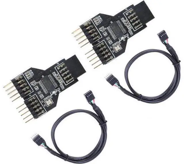 Main image of 9 Pin USB Header Female 1 to 2 Male Board 9-Pin USB HUB USB 2.0 9 Pin Connector Adapter for RGB Splitter with 30cm 60cm Cable (with 30cm Cable,2 PCS)