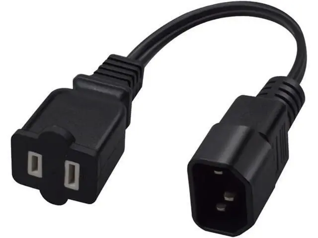 Alt view image 2 of 5 - 1FT C14 Male PDU Style Computer Power Extension Cable Y Splitter Power Plug Cord (C14 to 1-15P)