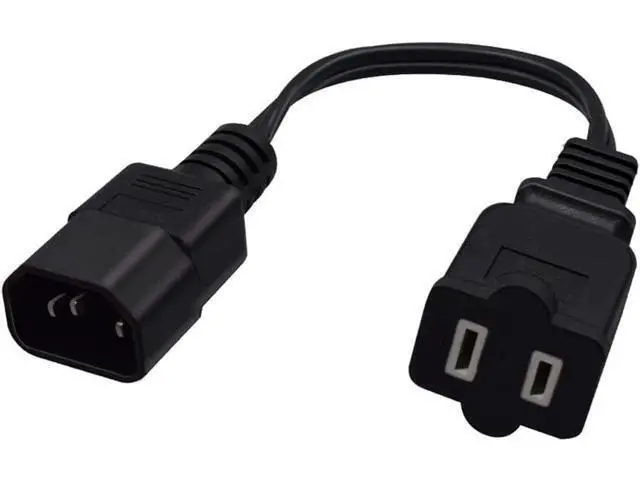 Alt view image 5 of 5 - 1FT C14 Male PDU Style Computer Power Extension Cable Y Splitter Power Plug Cord (C14 to 1-15P)