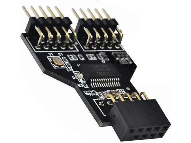 Alt view image 3 of 6 - 9 Pin USB Header Female 1 to 2 Male Board 9-Pin USB HUB USB 2.0 9 Pin Connector Adapter for RGB Splitter with 30cm 60cm Cable (No Cable,2 PCS)