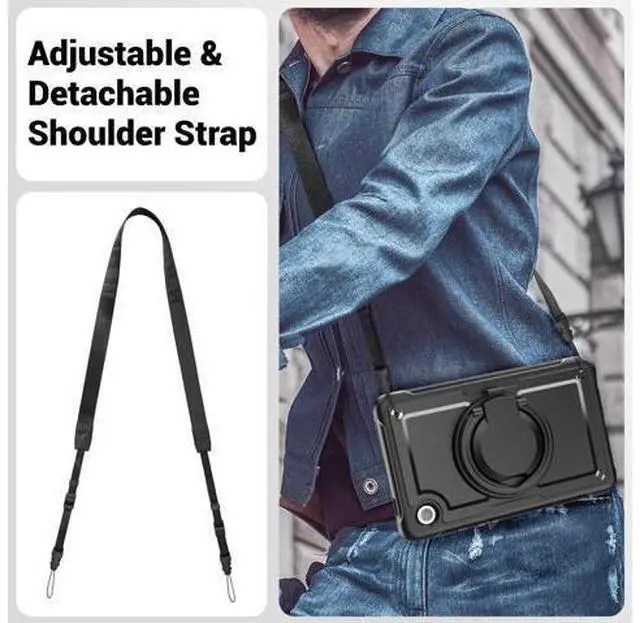 Alt view image 6 of 7 - Case for Galaxy Tab A9 Case 8.7 Inch, Full Body Protective with Screen Protector/Hand Strap, Sturdy Shockproof for A9 Tablet Case 2023 SM-X110/X115/X117 - Black