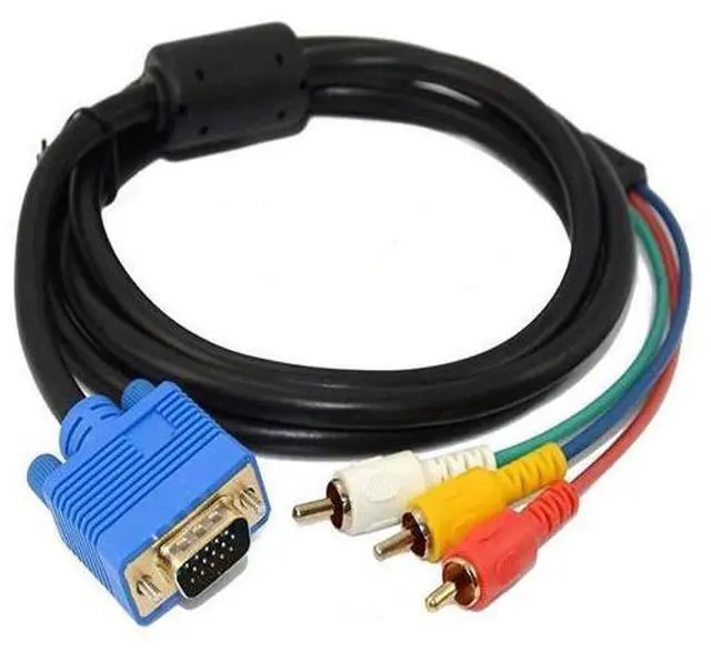 Main image of VGA to RCA Cable,VGA Male Plug 15 Pin to 3 RCA Audio AV Cable Adapter for HDTV PC DVD Display Cable Converter -5ft/1.5m