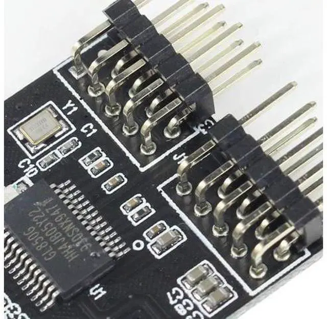 Alt view image 5 of 6 - 9 Pin USB Header Female 1 to 2 Male Board 9-Pin USB HUB USB 2.0 9 Pin Connector Adapter for RGB Splitter with 30cm 60cm Cable (No Cable,2 PCS)
