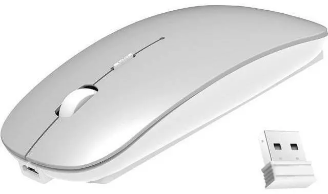 Main image of Wireless Mouse,Slim Wireless Portable Mobile Mouse,2.4G Noiseless Mouse with USB Nano Receiver,Rechargeable Wireless Mouse for MacBook,Laptop,PC,Computer,Notebook (Silver)