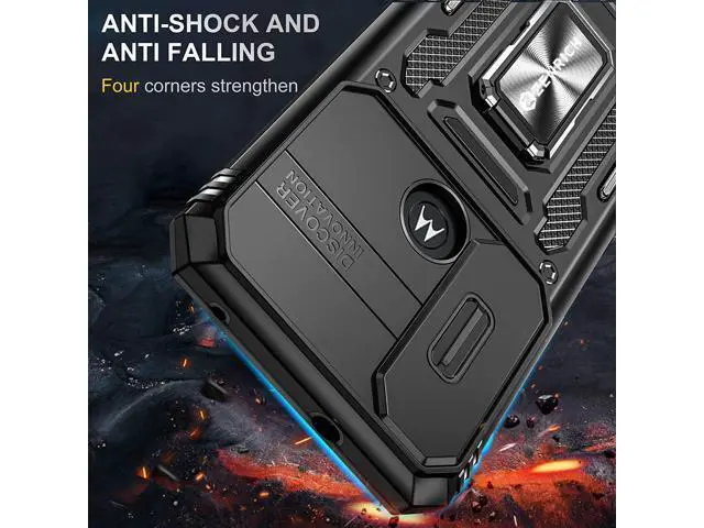 Alt view image 6 of 7 - Rugged Case for Moto G Power 2022 with Tempered Glass Screen Protector, Slide Camera Cover & Kickstand, Dual Layer Military Grade Protective Case compatitable with Magnetic Holder, Black