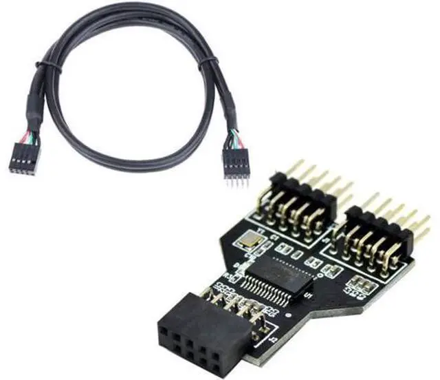 Main image of 9 Pin USB Header Female 1 to 2 Male Board 9-Pin USB HUB USB 2.0 9 Pin Connector Adapter for RGB Splitter with 30cm 60cm Cable (with 30cm Cable,1 PCS)