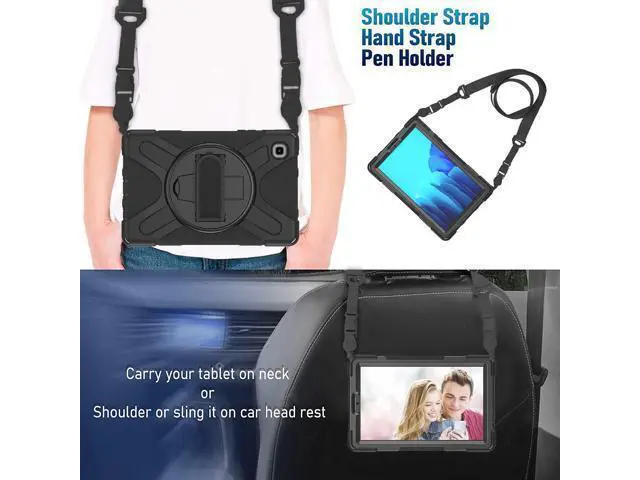Alt view image 4 of 7 - Galaxy Tab A7 Lite Case 8.7", SM-T225/T220/T227U Shockproof Rugged Case with Stand Hand Strap and Shoulder Belt for Galaxy Tab A7 Lite 8.7 inch 2021-Black