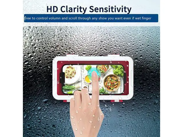 Alt view image 4 of 6 - Shower Phone Holder Fits 4-7 inches Cell Phone for Wall Mirror Bathtub, 360 Rotating Adhesive iPhone Case for Vertically and Horizontally with Anti-Fog Screen Sensitivity