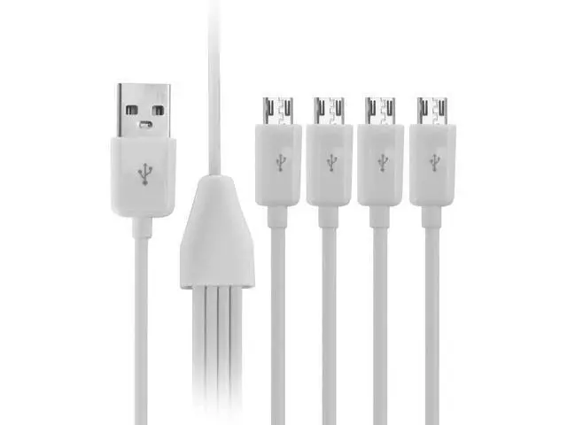 Alt view image 2 of 3 - Multi Micro USB Charging Cable, 4 in 1 USB 2.0 A Male to 4 Micro USB Male,Micro USB Splitter Cable (White 1.8M)