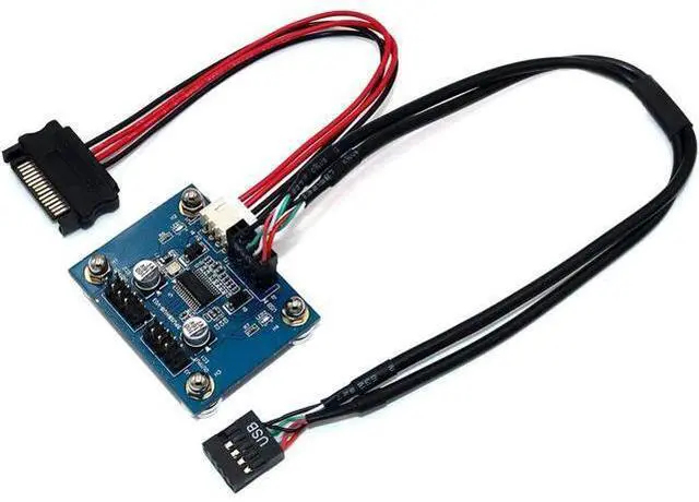 Main image of USB 2.0 9pin Header 1 to 2 Extension Hub Splitter Adapter-Converter MB USB 2.0 Male to 2 Male-30CM 9-pin Cable (180 Degree+SATA Cabl)